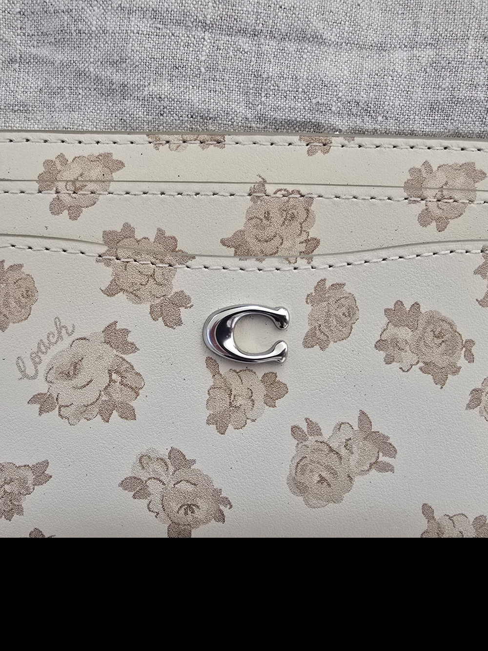 Coach Cream Floral Leather Wallet with Blush Rose Print